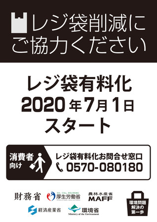 7月1日のレジ袋有料化を周知する店内掲示用ポスター