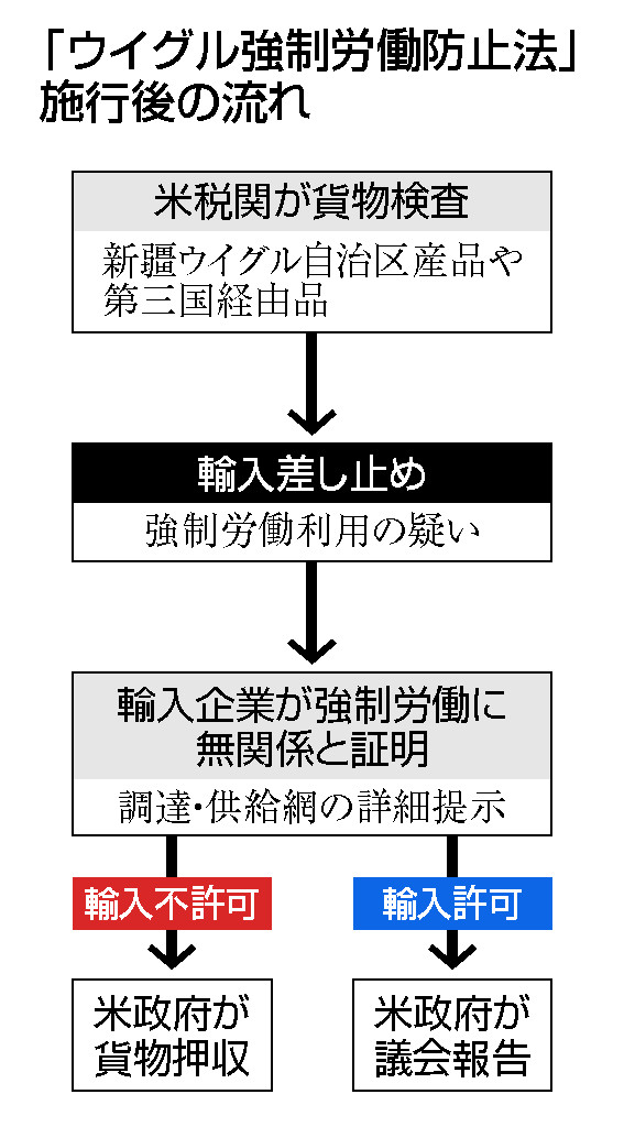 ウイグル強制労働防止法施行後の流れ
