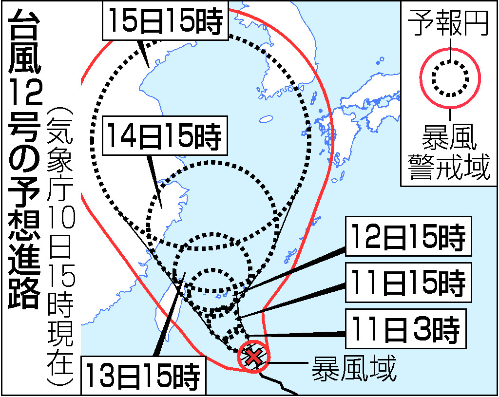 台風１２号 沖縄 先島諸島接近へ １５日に黄海へ進むと予想 気象庁 時事通信ニュース