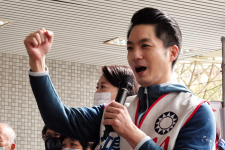 蒋介石・元総統のひ孫の蒋万安氏=5日、新北市(AFP時事)