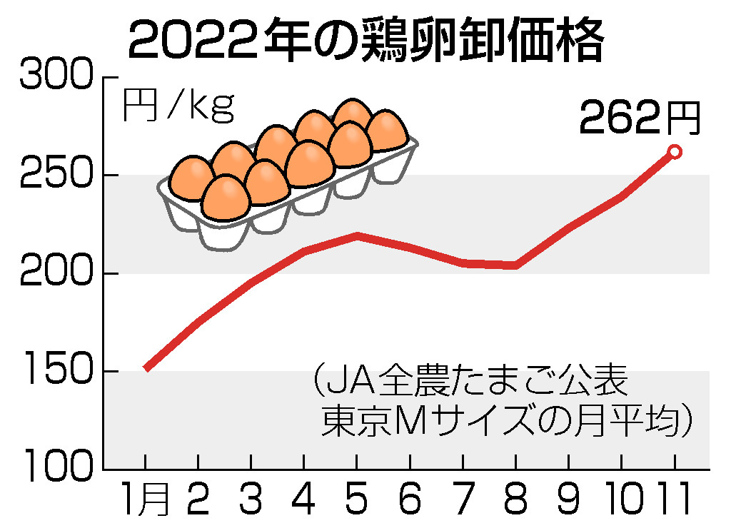 2022年の鶏卵卸価格