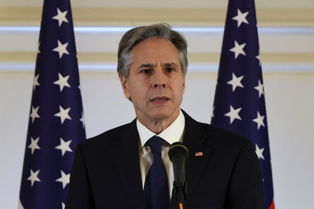 ブリンケン米国務長官=1月31日、エルサレム(AFP時事)