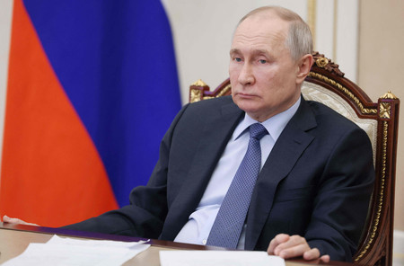 ロシアのプーチン大統領=17日、モスクワ(AFP時事)