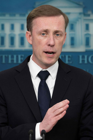 サリバン米大統領補佐官=4月24日、ワシントン(AFP時事)