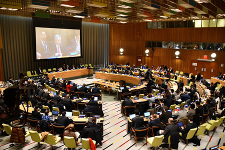 ２７日、ニューヨークの国連本部で開幕した核兵器禁止条約の第２回締約国会議
