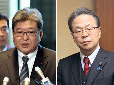 自民党の萩生田光一前政調会長（写真左）と世耕弘成前参院幹事長