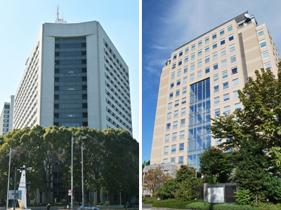 警視庁本部（写真左）と栃木県警本部