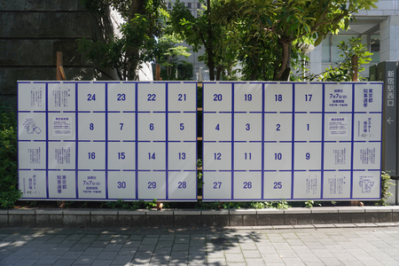 都知事選の選挙ポスター掲示板＝１９日、東京都新宿区