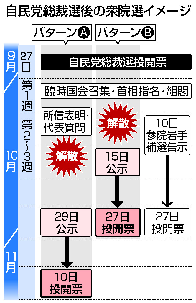 自民党総裁選後の衆院選イメージ