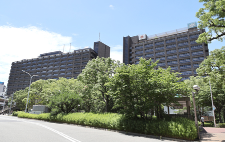 兵庫県庁１号館（左）と２号館＝神戸市中央区