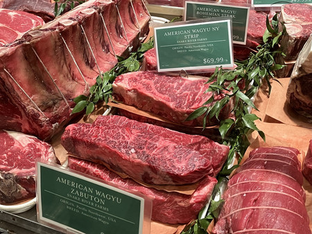 米ニューヨークの食料品店で販売されている米国産「Ｗａｇｙｕ」＝１９日