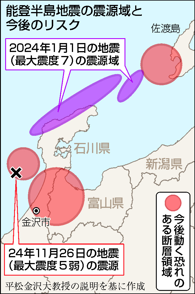 能登半島地震の震源域と今後のリスク