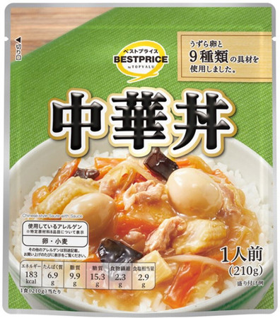 イオンの「トップバリュベストプライス中華丼（２１０ｇ）」（同社提供）