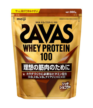 明治が値上げする「ザバス　ホエイプロテイン　１００　リッチショコラ味　９８０ｇ」（同社提供）