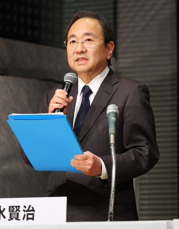 フジテレビ社長に就任することが決まった清水賢治氏=27日午後、東京都港区