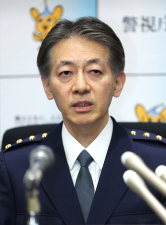 就任の記者会見をする迫田裕治警視総監＝２８日午前、警視庁