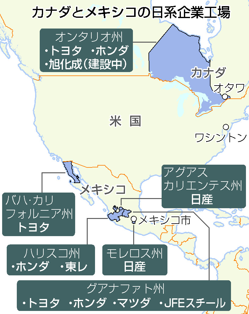 カナダとメキシコの日系企業工場