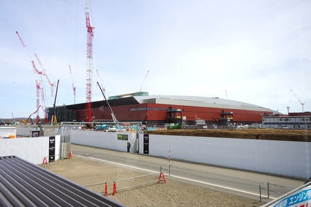 ラピダス工場の建設現場=22日、北海道千歳市