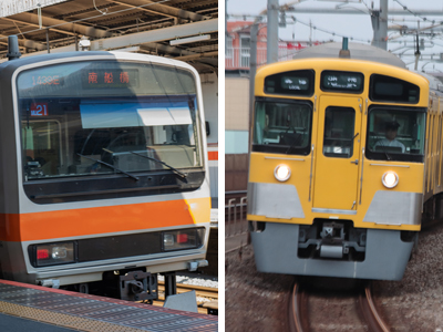 ＪＲ武蔵野線（写真左）と西武池袋線の車両（資料写真）
