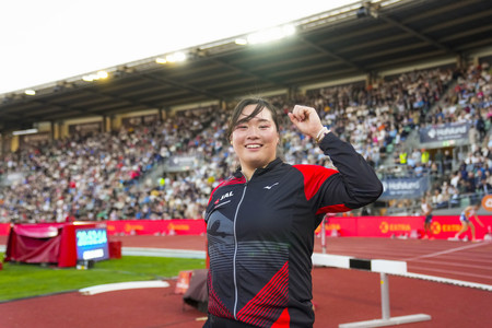 第6戦を制した北口榛花=12日、オスロ(EPA時事)