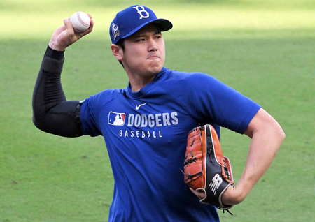 米大リーグ、ドジャースの大谷翔平=9日、サンディエゴ