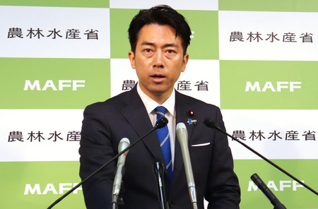 閣議後記者会見で発言する小泉進次郎農林水産相＝１７日午前、東京都千代田区