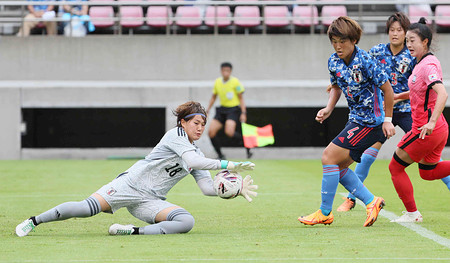 クロスに飛びつく田中 サッカー 時事通信ニュース