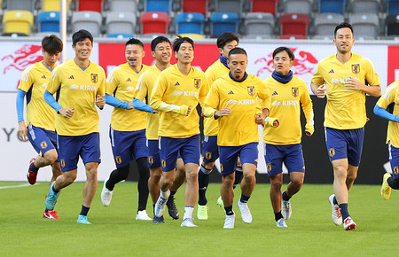 練習する日本代表 サッカー 時事通信ニュース