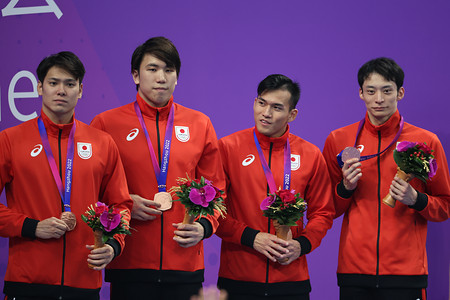 銅メダルの日本チーム アジア大会 | 時事通信ニュース