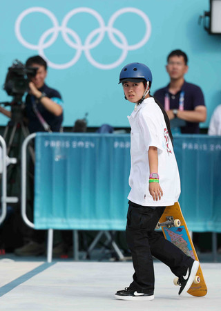 女子ストリート決勝の中山楓奈選手＝２８日、パリ