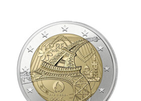 小学生４００万人に配布され、６月から一般にも販売されるパリ五輪開催記念の２ユーロ硬貨（パリ造幣局公認のコイン販売業者のホームページより）