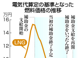 電気代算定の基準となった燃料価格の推移