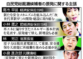 自民党総裁選候補者の原発に関する主張