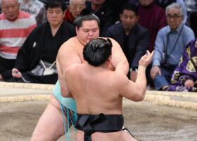 琴桜（奥）は押し出しで若元春を下して１０勝目＝２０日、福岡国際センター