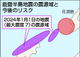 能登半島地震の震源域と今後のリスク