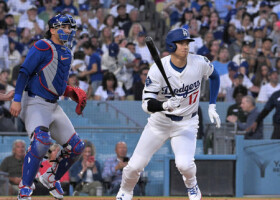 カブス戦の１回、内野ゴロに倒れたドジャースの大谷＝１１日、ロサンゼルス