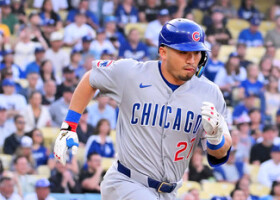 ドジャース戦の１回、内野ゴロに倒れたカブスの鈴木＝１２日、ロサンゼルス