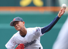 力投する聖隷クリストファー先発の高部＝９日、甲子園